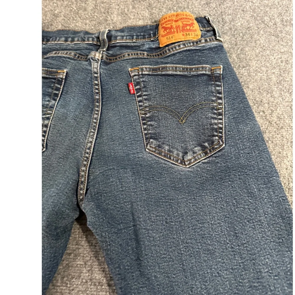 Levis 514 Mens Jeans W34 L34 Straight Fit Blue Denim‎ Cotton Blend